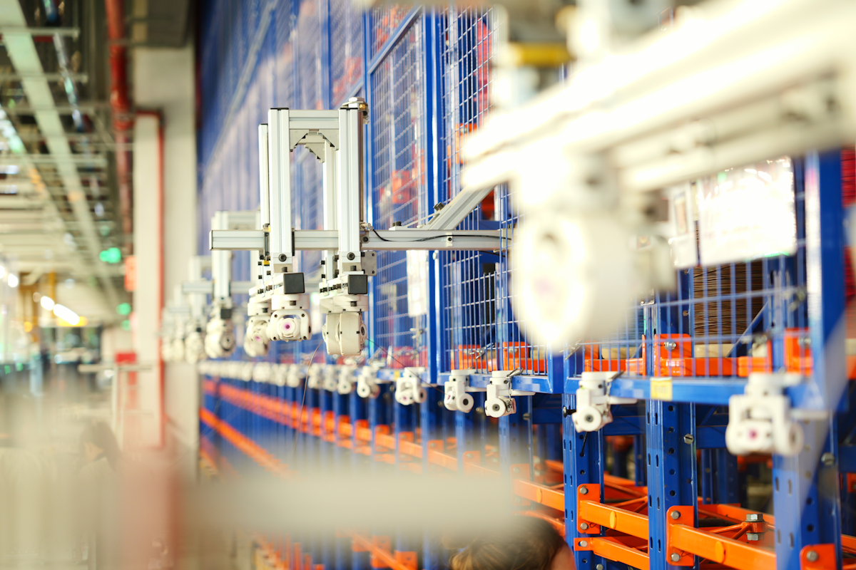 Spool of wire in a factory